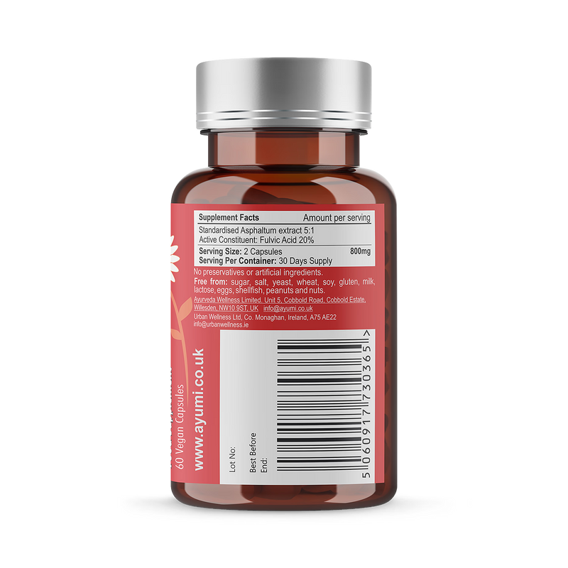 Ayumi Shilajit vegan capsules 60 capsules, imported from the UK