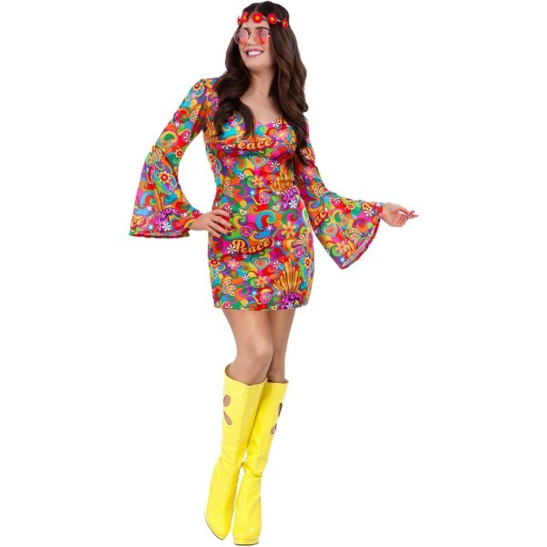 Smiffys 60s Rainbow Peace Hippie Costume, imported from the UK