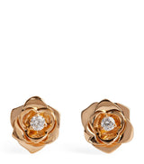Harrods Piaget Rose Gold and Diamond Rose Earrings- Buy online at McGrocer