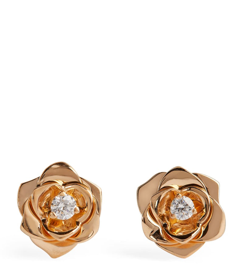 Piaget rose gold diamond earrings rose collection, UK version