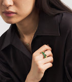 Suzanne Kalan eternity ring with baguette emeralds and yellow gold - British product