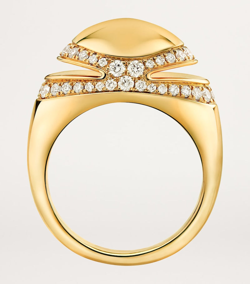 Bvlgari Cabochon yellow gold diamond ring (British brand)