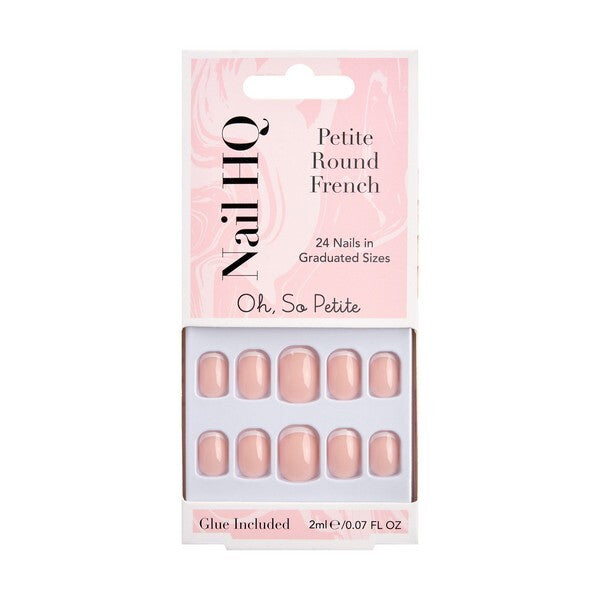 Nail HQ Petite Round French Nails 24 Pieces, imported from the UK