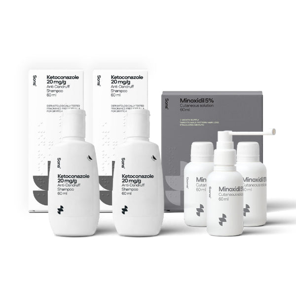 Sons Minoxidil 5% and Ketoconazole Shampoo bundle 60ml bottles (British brand)