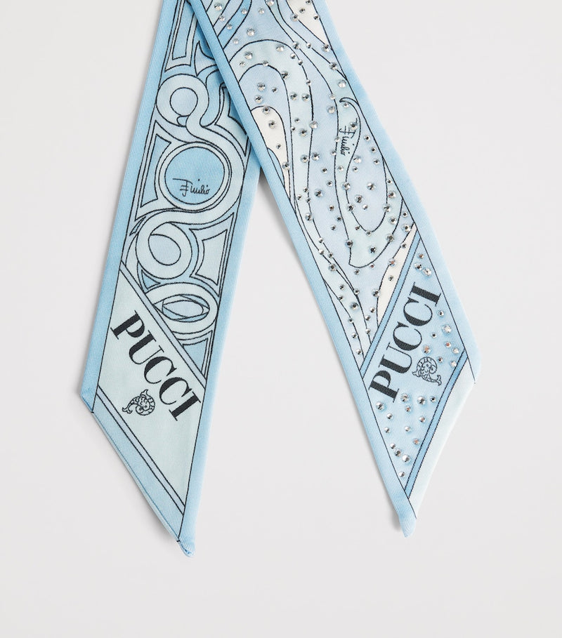 Pucci rhinestone-embellished printed twill scarf 160cm x 5cm - British product