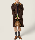 Miu Miu medium corduroy leather-trim backpack, imported from the UK