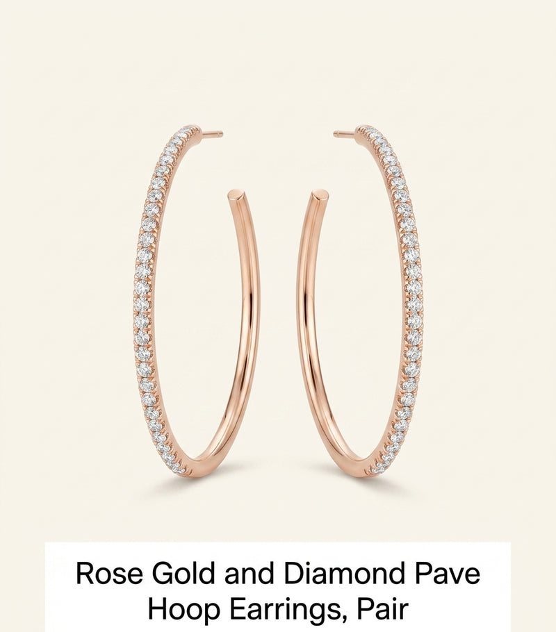 Cartier rose gold and diamond hoop earrings, imported from the UK