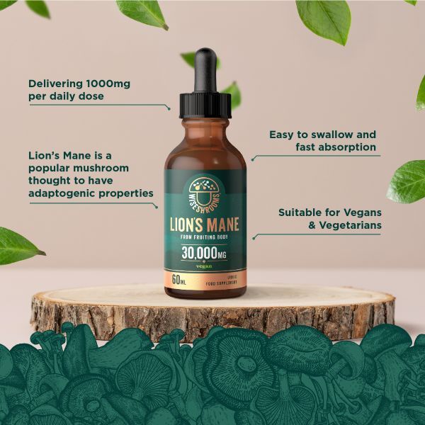 Wiseshrooms Lion's Mane mushroom liquid 30,000mg 60ml - British product