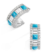 Harrods MARLI New York Mini White Gold Diamond and Turquoise Life Hoop Earrings- Buy online at McGrocer