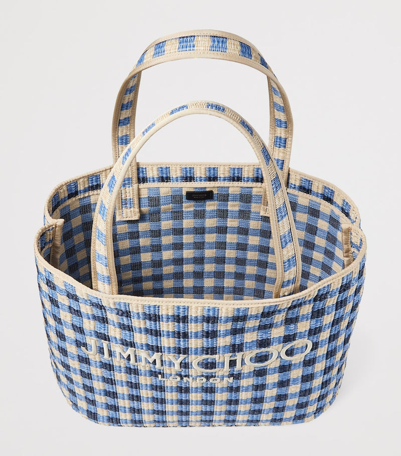 Jimmy Choo raffia gingham tote bag, UK version