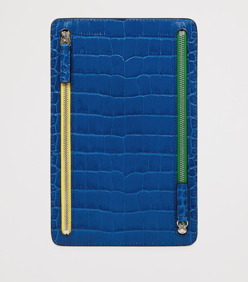 Smythson Panama multi-zip travel wallet calf leather, imported from the UK
