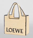 LOEWE Font tote bag in woven raffia with bold lettering (British brand)