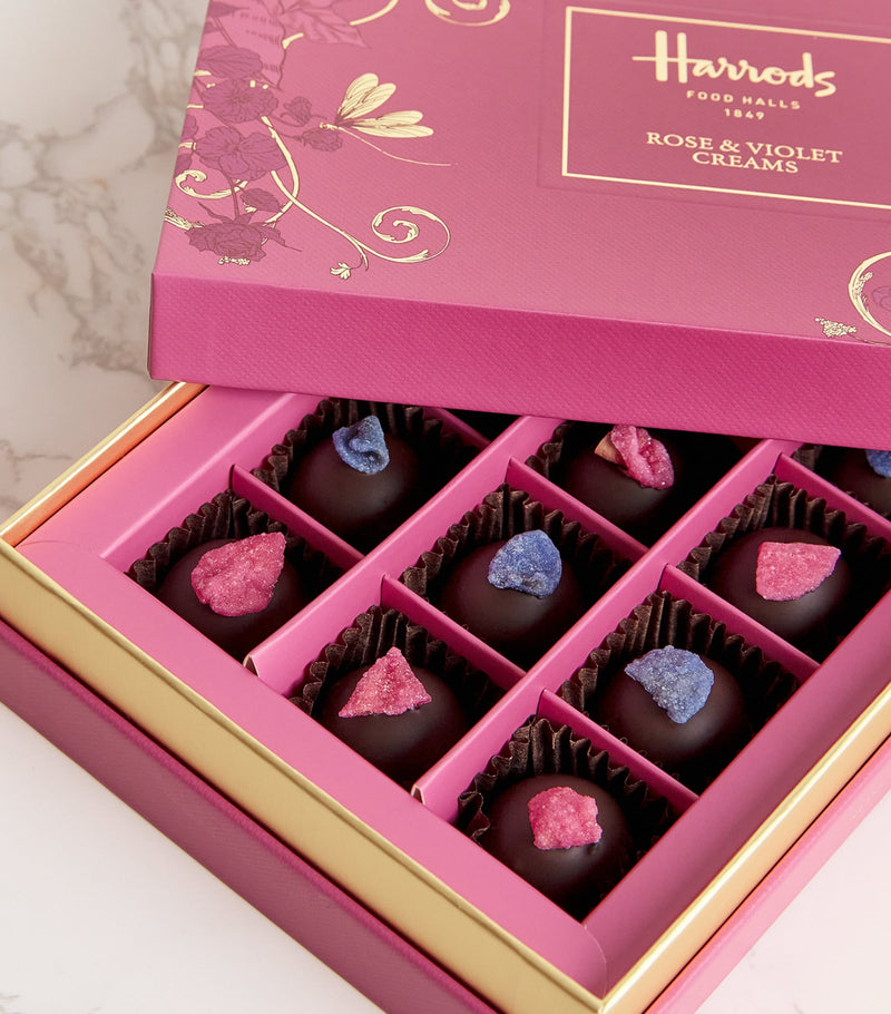 Harrods rose and violet chocolate creams 175g, UK version