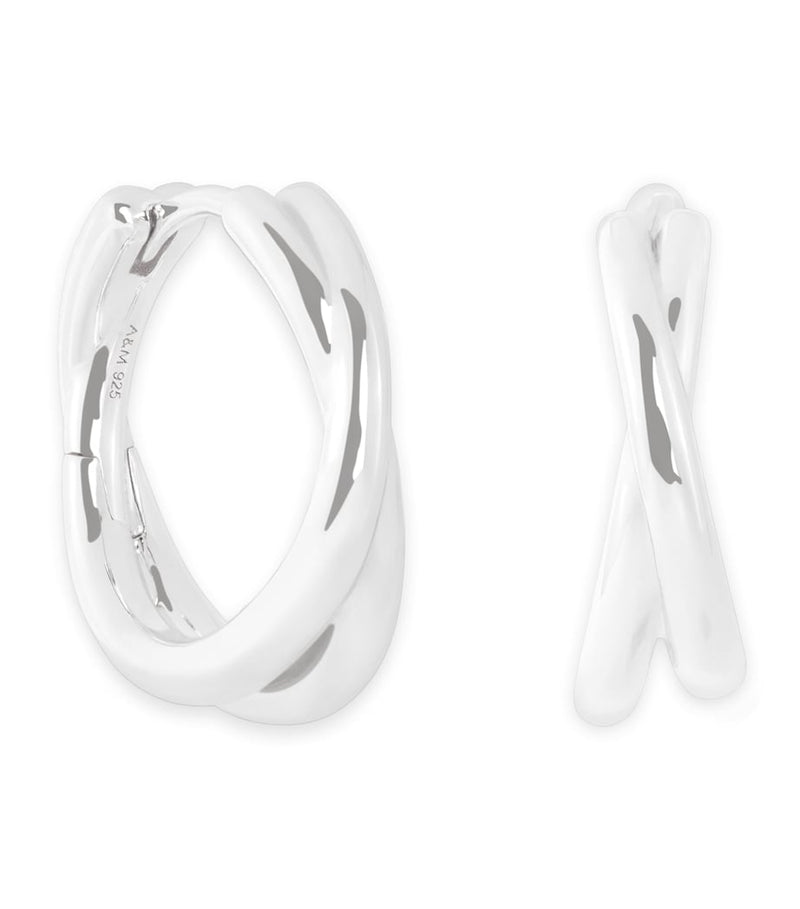 Astrid & Miyu silver crossover illusion hoop earrings 1.9cm, imported from the UK