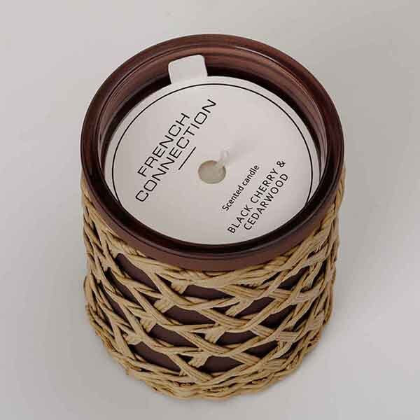 French Connection Black Cherry Cedarwood candle, imported from the UK