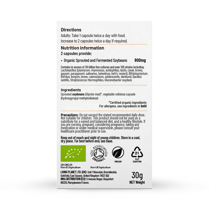 Living Nutrition Organic Fermented Symbiotic Capsules 60, UK version