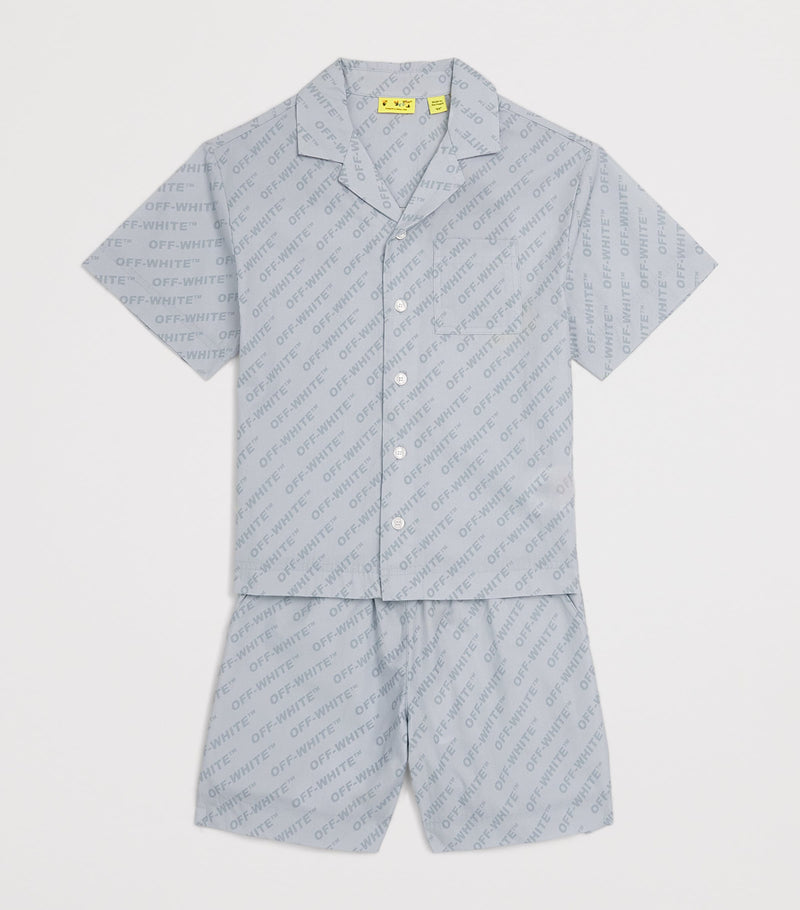 Off-White kids bowling shorts with logo for ages 4-12+, imported from the UK