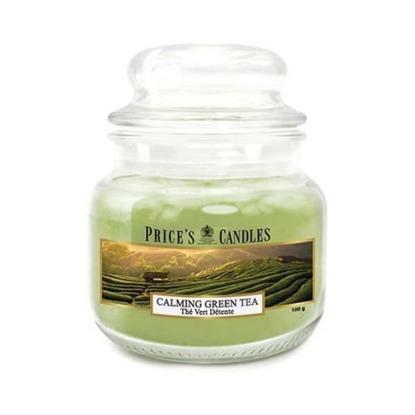 Price's Calming Green Tea Candle Small Jar, imported from the UK