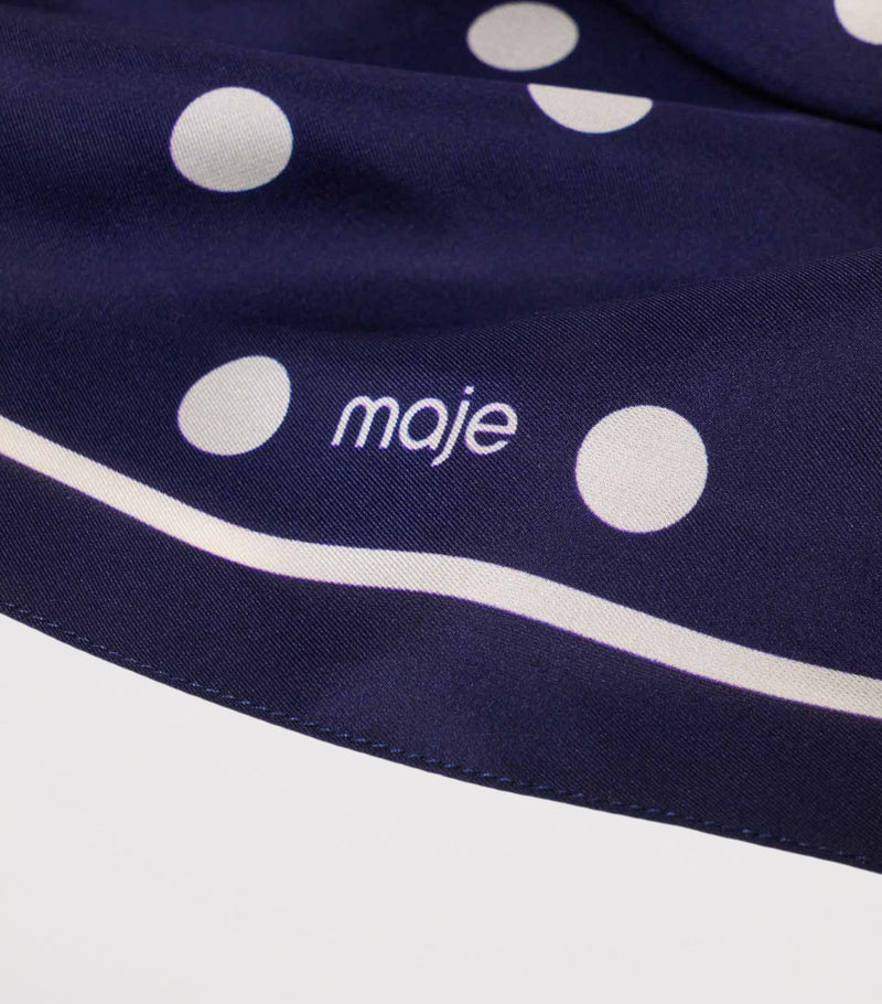 Maje silk polka-dot scarf 60x60cm, imported from the UK