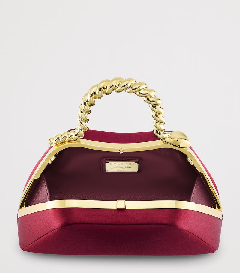 Bvlgari mini satin serpentine top-handle bag, imported from the UK