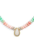 Jacquie Aiche yellow gold diamond opal beaded necklace, imported from the UK