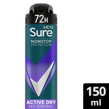 Sure Men Antiperspirant Deo Aerosol Nonstop Active 150ml GOODS Superdrug