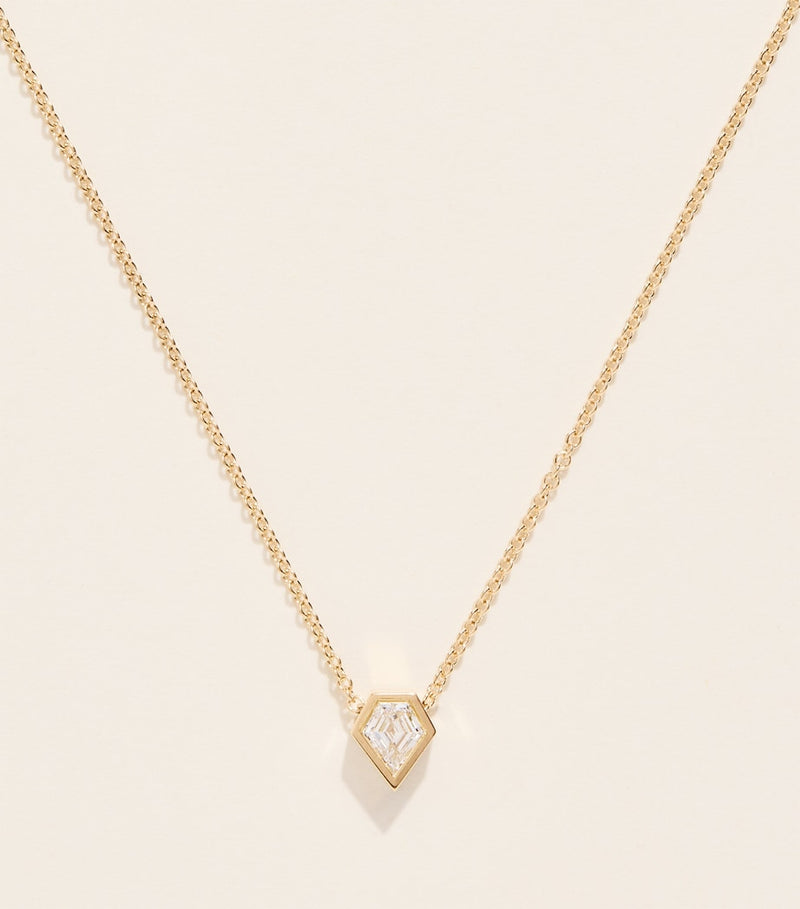 Azlee yellow gold shield diamond trace chain necklace - British product