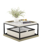 Frato Syracuse coffee table glass bronze mirror top solid wood iron base, UK version