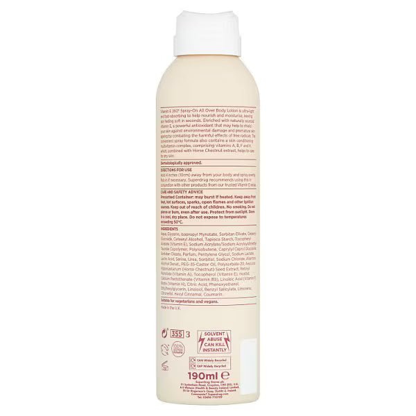 Vitamin E Moisturising Body Lotion Spray 190ml (British brand)