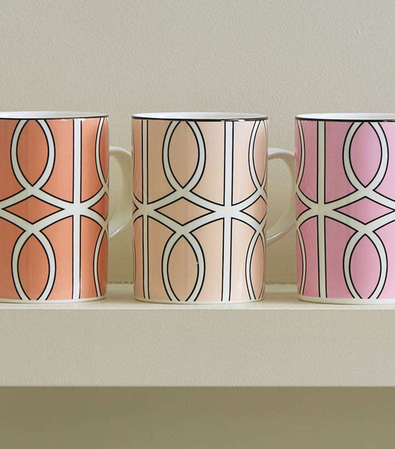 O.W.London 4 loop mugs pastel hues gift box, imported from the UK
