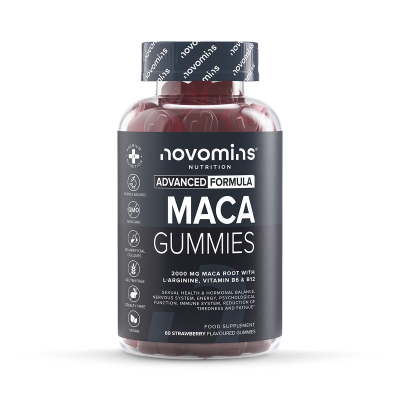 Novomins Maca Root gummies strawberry flavour 60 count - British product