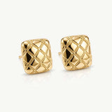 Superdrug MUCHV Quilted Statement Stud Earrings in 18k Gold 1.1cm x 1cm- Buy online at McGrocer