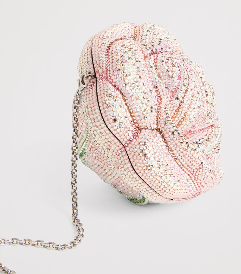 Judith Leiber embellished rose clutch bag evening accessory, imported from the UK