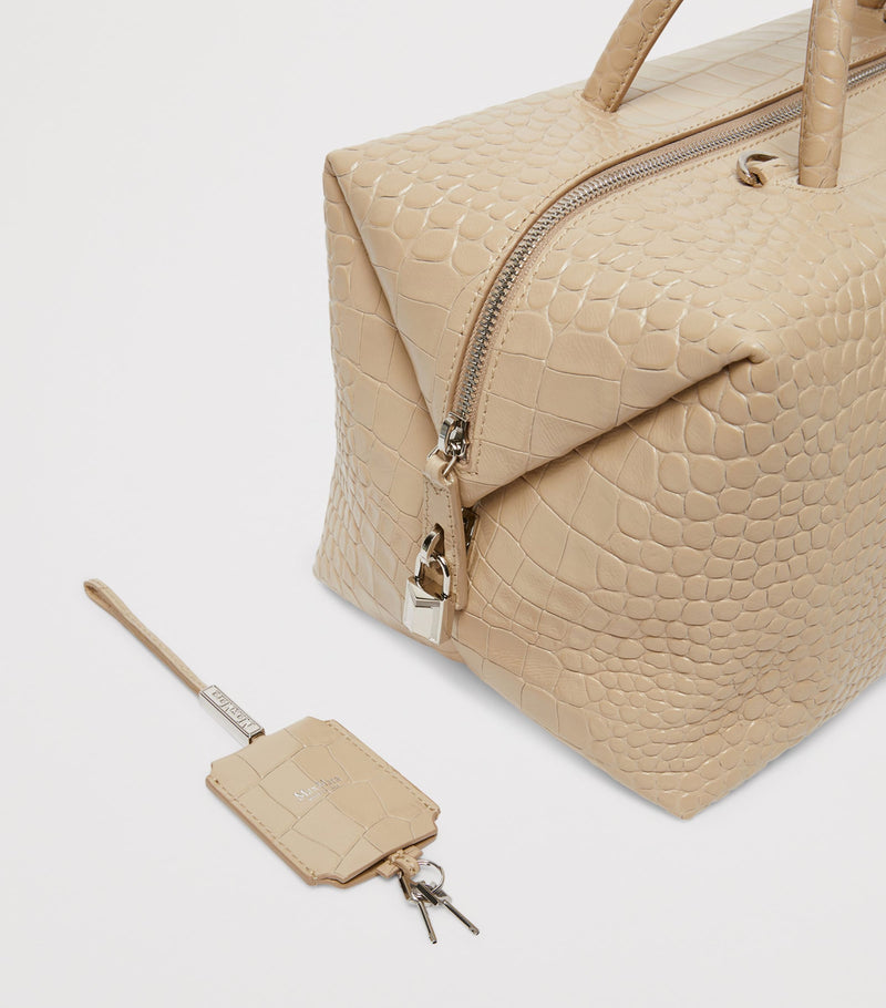 Max Mara large croc-embossed leather Boston bag (British brand)