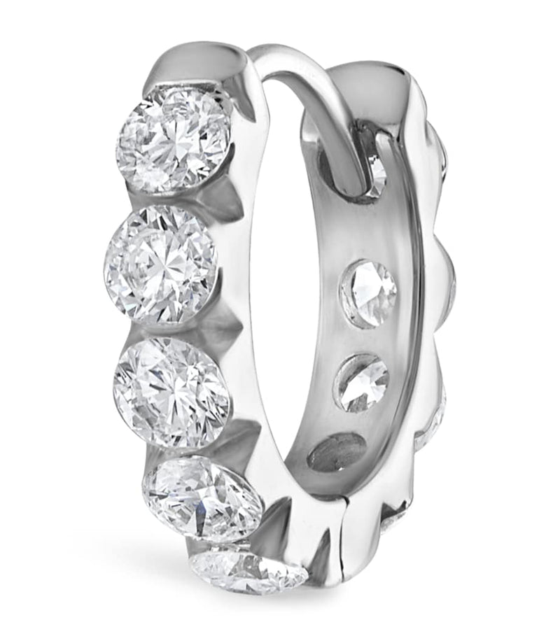Maria Tash white gold diamond hoop earring 8mm - British product