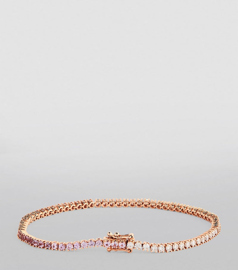 Anita Ko Hepburn bracelet with rose gold diamonds and pink sapphires (British brand)