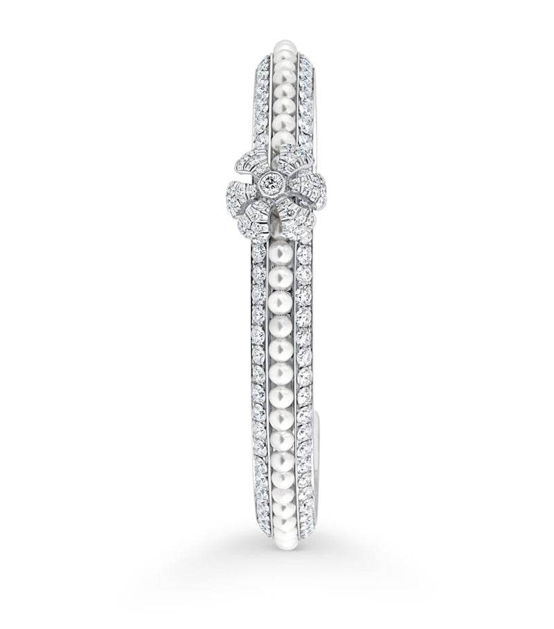 David Morris pearl diamond bangle 18kt white gold - British product