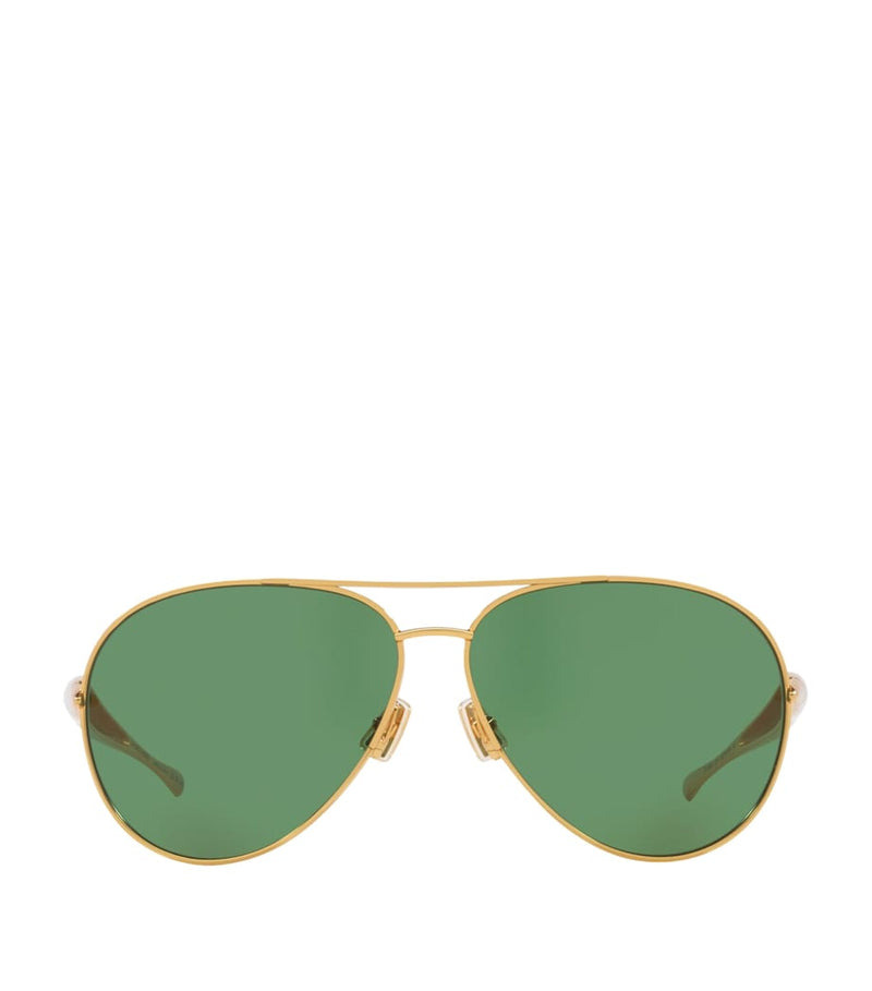 Bottega Veneta green-tinted aviator sunglasses (British brand)