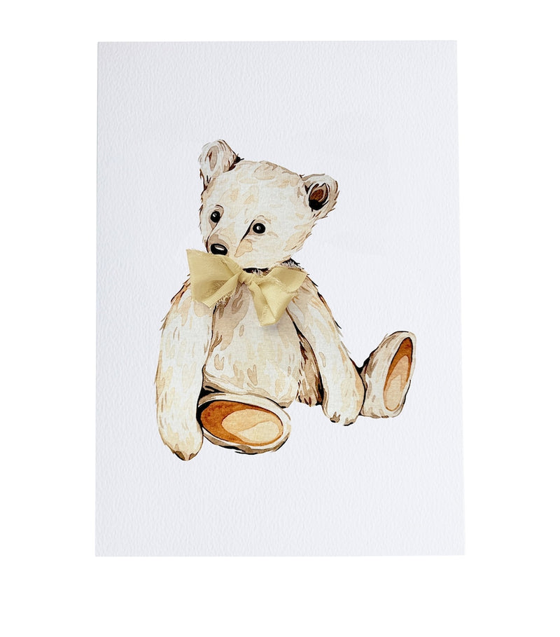 Sophie Brabbins Teddy Bear with Ribbon A4 art print (British brand)