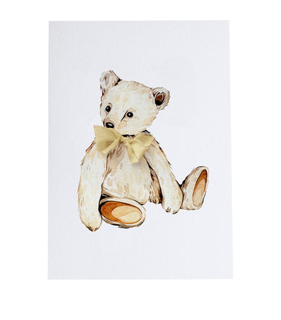 Harrods Teddy Bear with Ribbon A4 Art Print- Buy online at McGrocer
