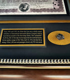 Leipzig Galleries Titanic survivor autograph and coal relic display frame 92cm x 92cm, UK version
