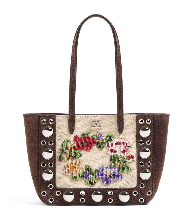 Valentino Garavani mini suede beaded Nellcôte shoulder bag - British product