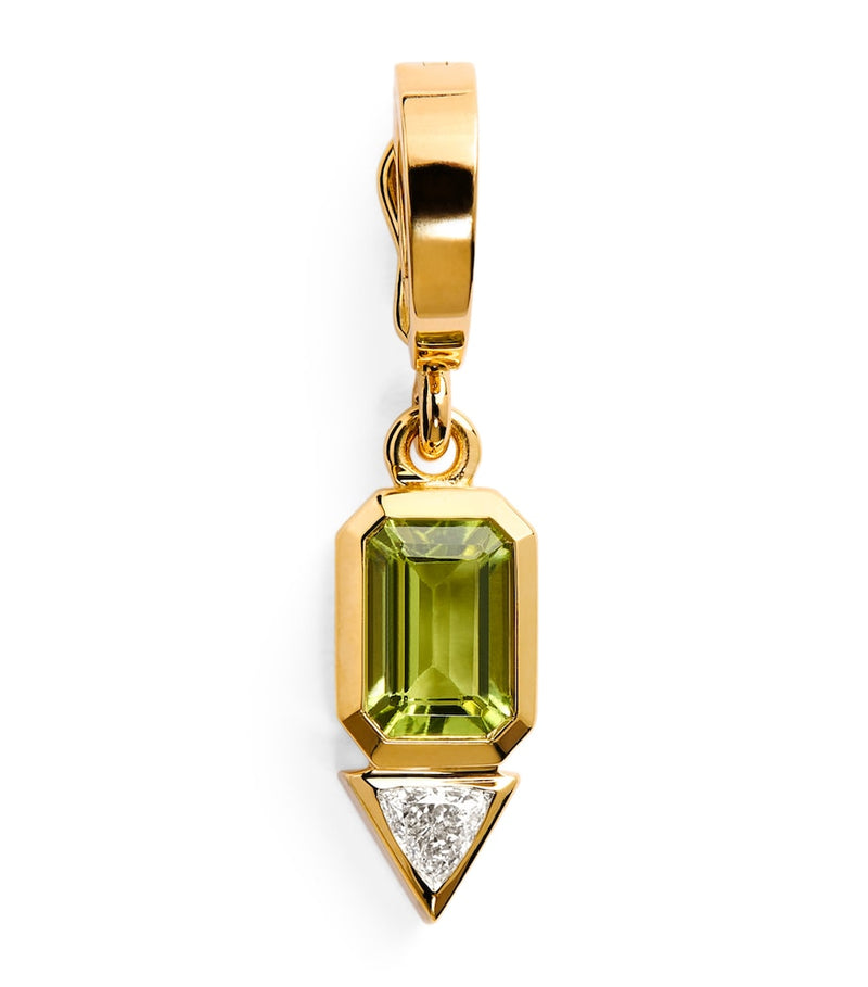 Azlee yellow gold peridot diamond August charm - British product