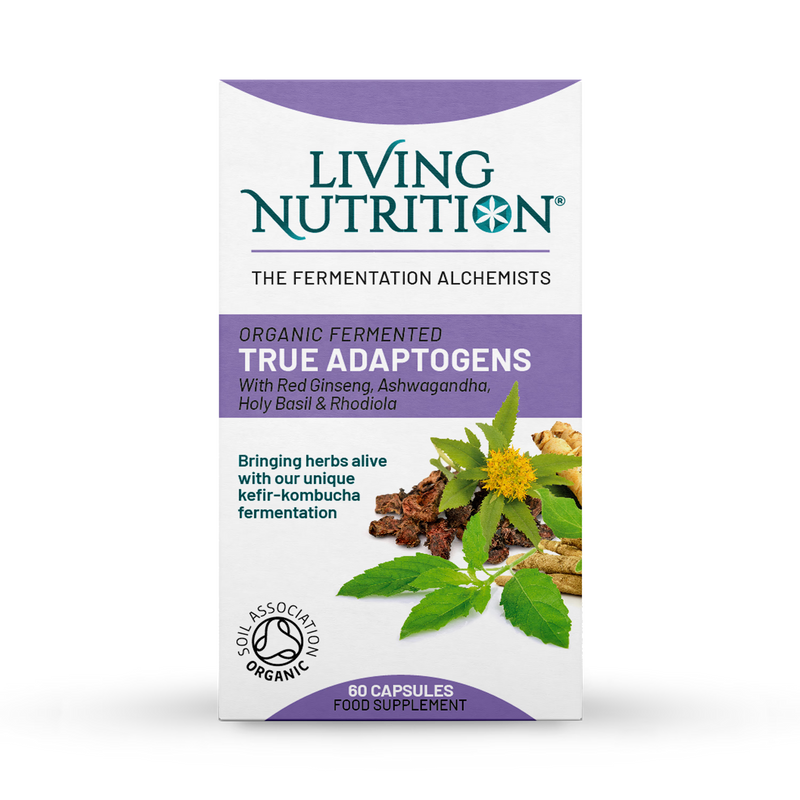 Living Nutrition organic ferment adaptogens capsules 60 count, UK version