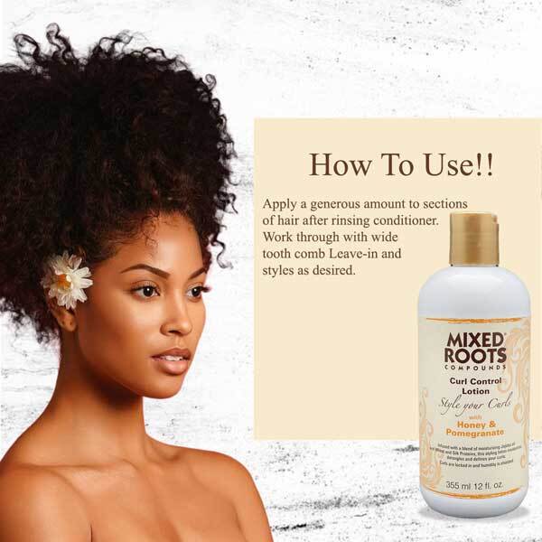Mixed Roots curl control lotion with honey and pomegranate - British product