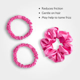 Silver Cloud scrunchies Fuchsia Satin Double Pack (British brand)