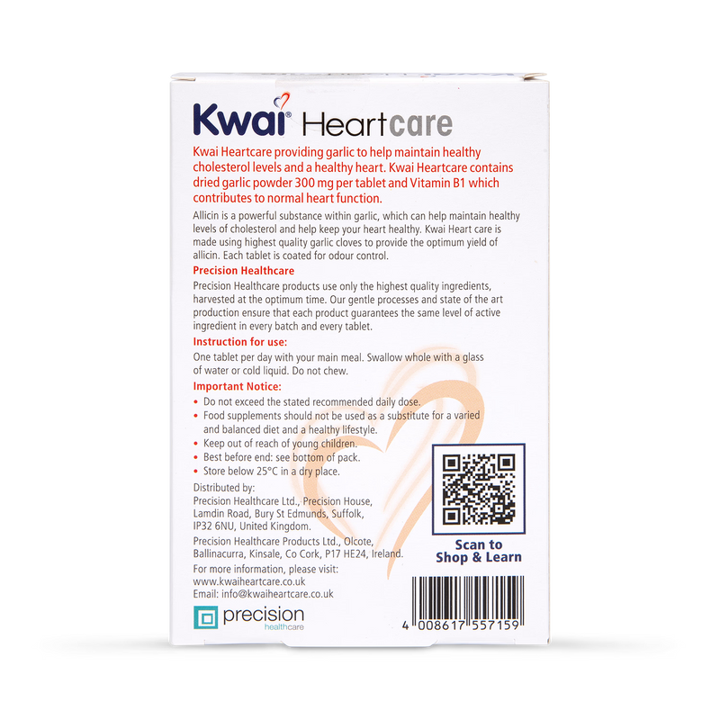Kwai Heartcare One-a-Day Garlic Supplement 100 Tablets, UK version