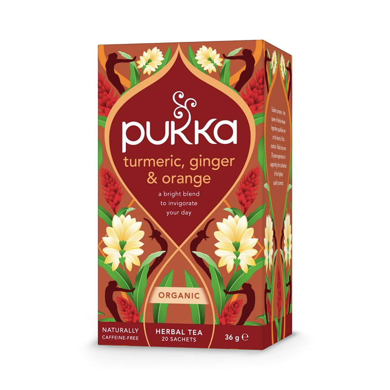 Pukka Organic Turmeric Ginger Tea 20 Bags, imported from the UK