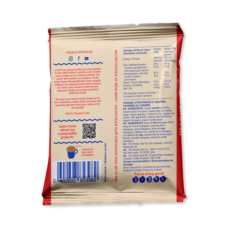 Organic plant-based stroopwafels 2-pack, UK version