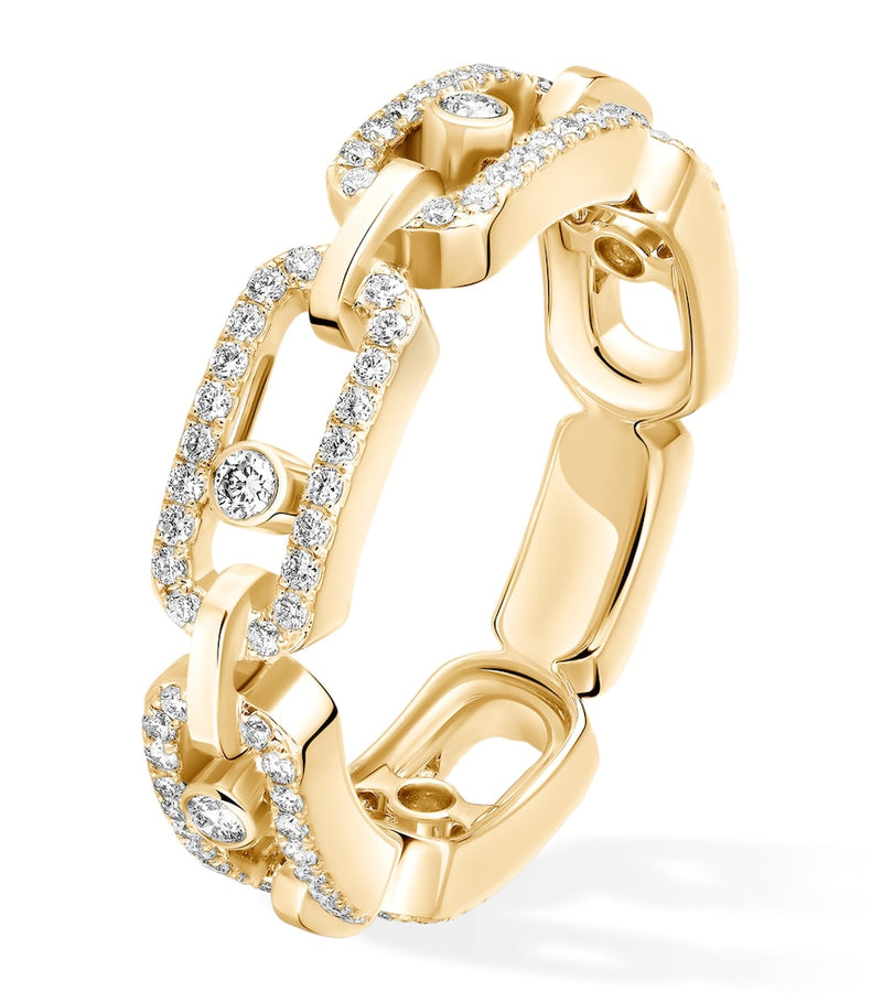 Messika Move Link yellow gold diamond pavé ring 0.43ct, imported from the UK